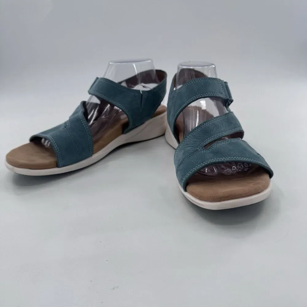 Comfortiva Leather Teal Women’s Sandal w/pillowtop Sz 11 M Fast Shipping